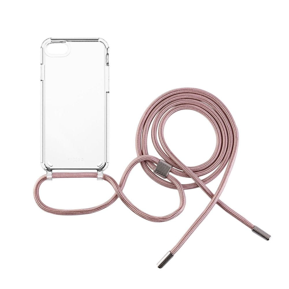 FIXED Puzdro Pure Neck s ružovou šnúrkou na krk pre Apple iPhone 7/8/SE (2020/2022) FIXPUN-100-PI